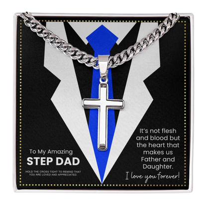 JGF Jewelry Gifts for Family Sterling Silver Cross Necklace For Step Dad Gifts from Son and Daughter