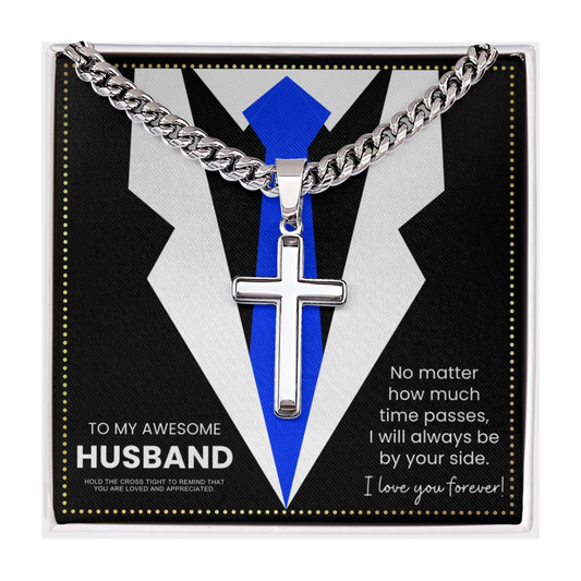 JGF Jewelry Gifts for Family To My Future Husband Sterling Silver Cross Necklace For Men With Pendant