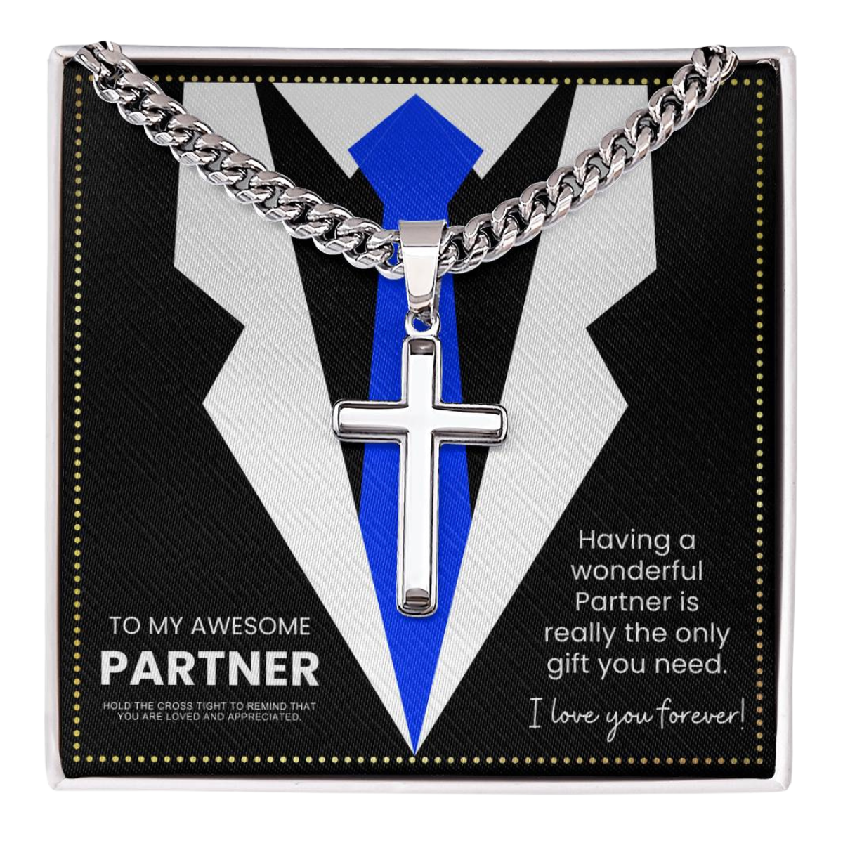 JGF Jewelry Gifts for Family Cross Necklace For My Partner For Him