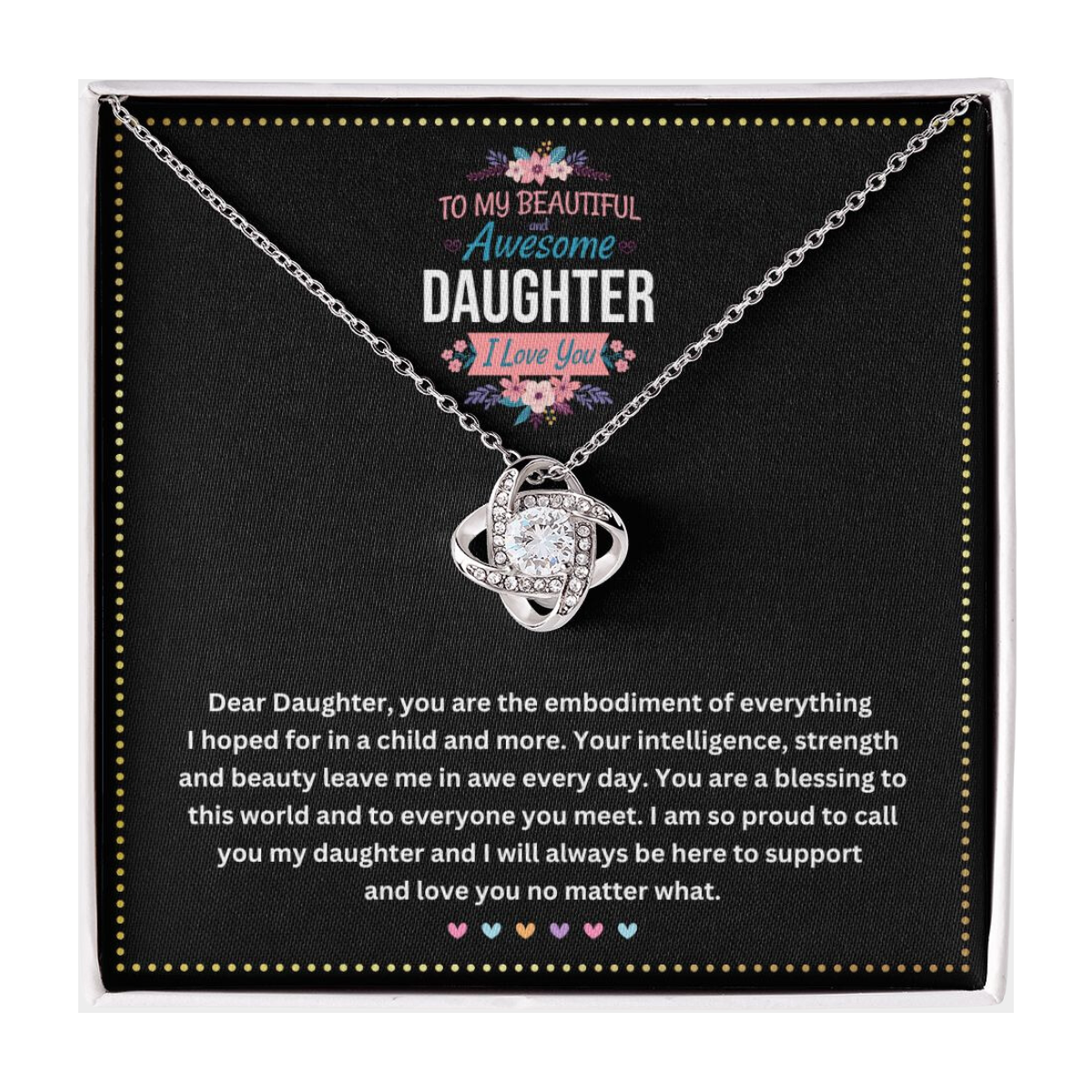 JGF Jewelry Gifts for Family |Love Knot Necklace for Women My Princess | Birthday Gift for my Awesome Daughter from Dad