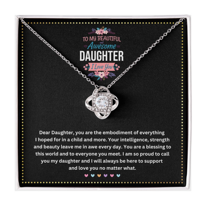 JGF Jewelry Gifts for Family |Love Knot Necklace for Women My Princess | Birthday Gift for my Awesome Daughter from Dad