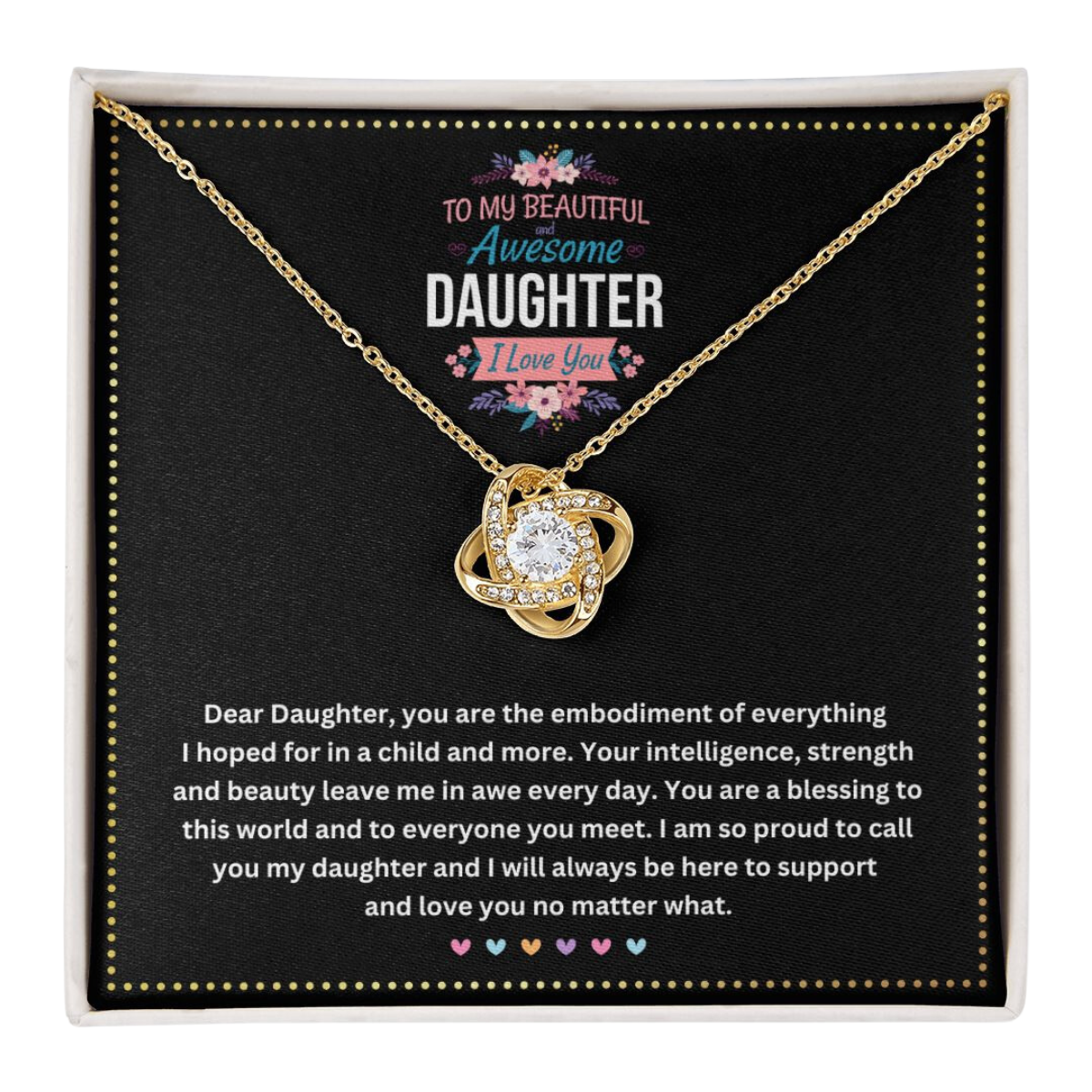 JGF Jewelry Gifts for Family |Love Knot Necklace for Women My Princess | Birthday Gift for my Awesome Daughter from Dad