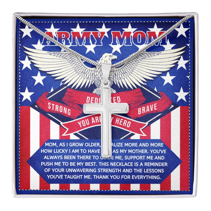 JGF Jewelry Gifts for Family Cross Necklace for US Army Mom For Women from Son and Daughter
