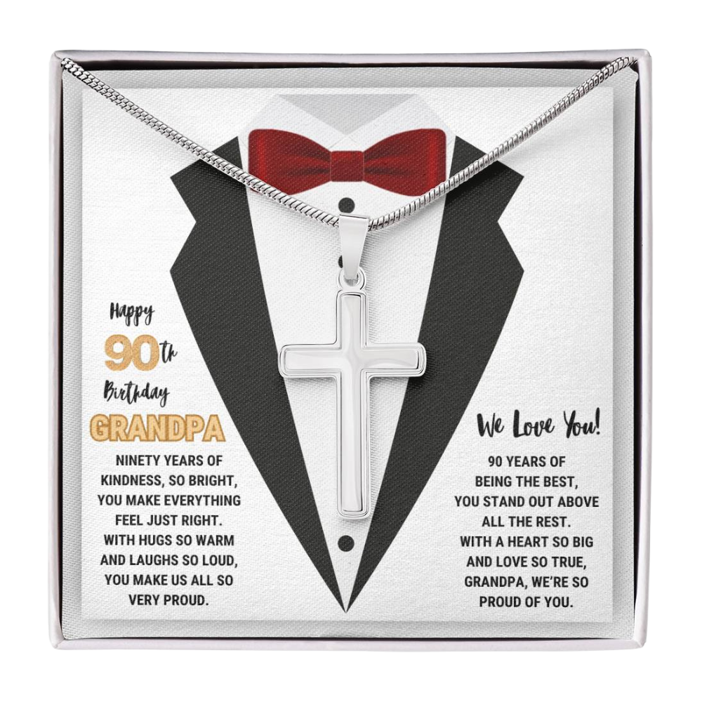 90th GrandPa White8 JGF Jewelry Gifts for Family ARTISAN CROSS TEMPLATE - artisancross-BB