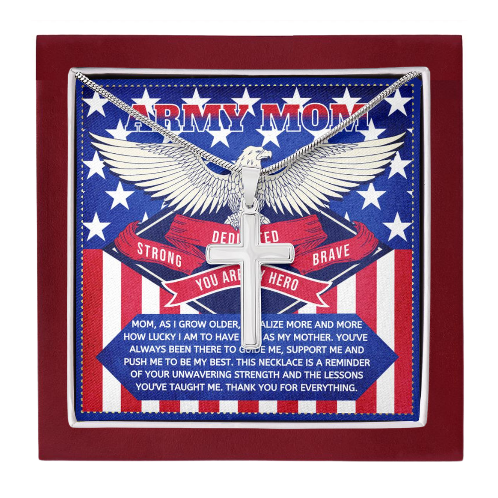 JGF Jewelry Gifts for Family Cross Necklace for US Army Mom For Women from Son and Daughter