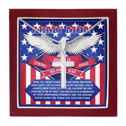 JGF Jewelry Gifts for Family Cross Necklace for US Army Mom For Women from Son and Daughter
