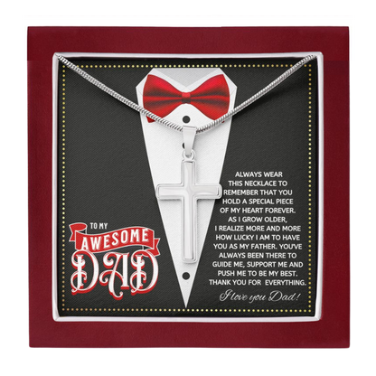 JGF Jewelry Gifts for Family Cross Necklace For Men Silver To My Amazing Awesome Dad