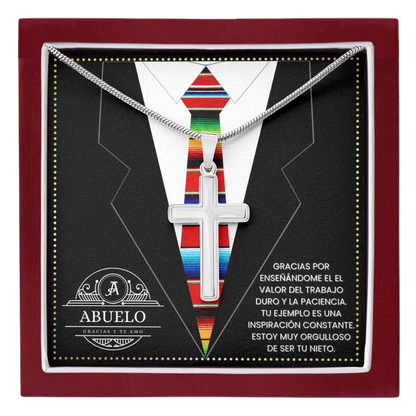 SpanishGrandPa22 JGF Jewelry Gifts for Family Regalo Para Abuelo Cross Necklace for Happy Birthday Grandpa Card Spanish