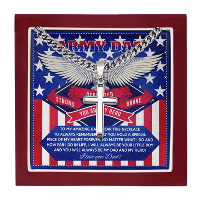 JGF Jewelry Gifts for Family US Army Soldier Gifts for Dad Men From Daughter and Son Cross Necklace For Men Silver