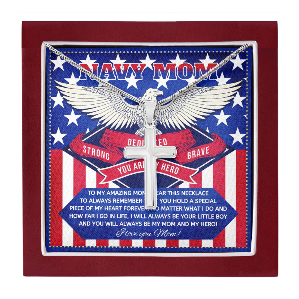 JGF Jewelry Gifts for Family US Navy Mom Gifts From Son and Daughter Cross Necklace For Boys