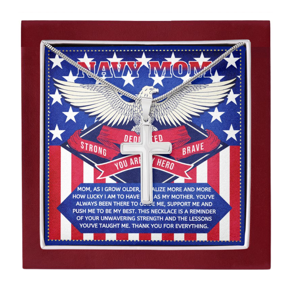 JGF Jewelry Gifts for Family US Navy Gifts for Women in Military Cross Necklace from Son and Daughter