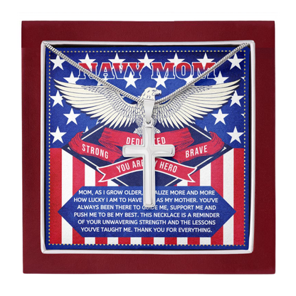 JGF Jewelry Gifts for Family US Navy Gifts for Women in Military Cross Necklace from Son and Daughter