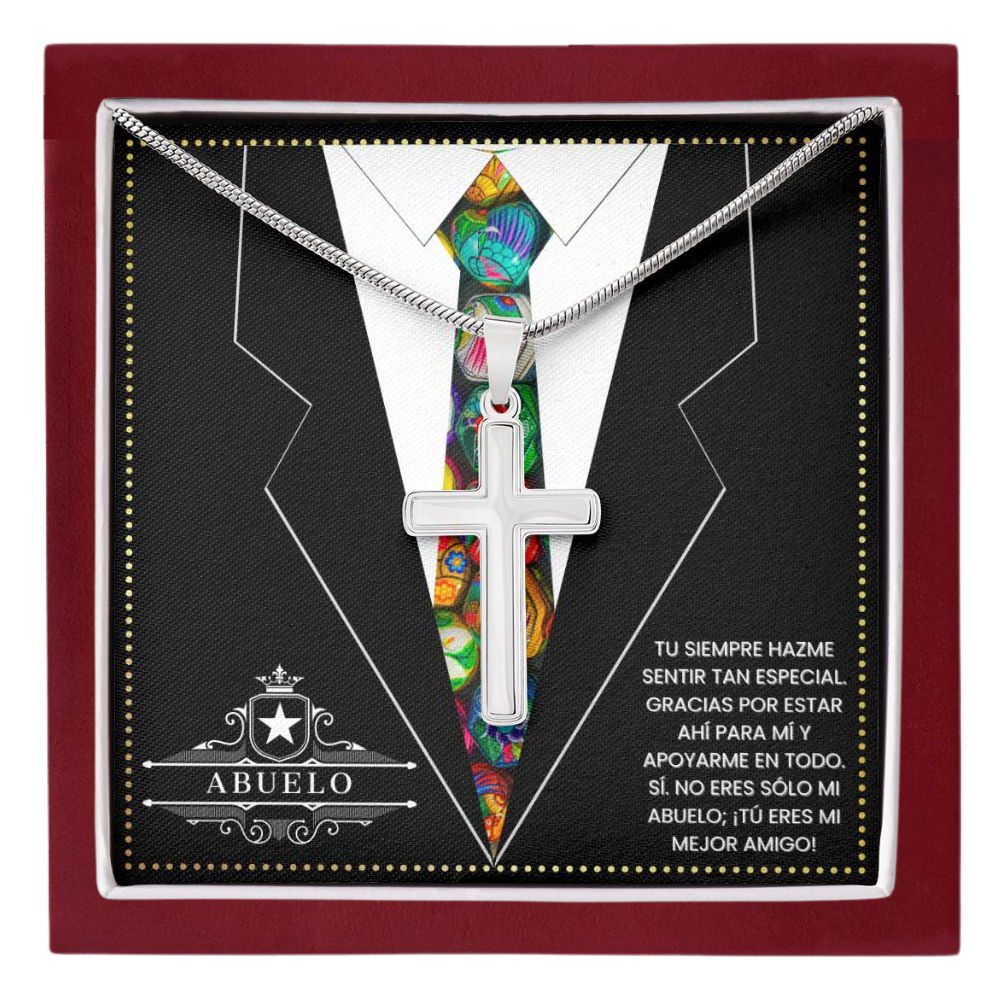 SpanishGrandPa17 JGF Jewelry Gifts for Family Regalo Para Abuelo Cross Necklace Birthday Card Grandpa Spanish