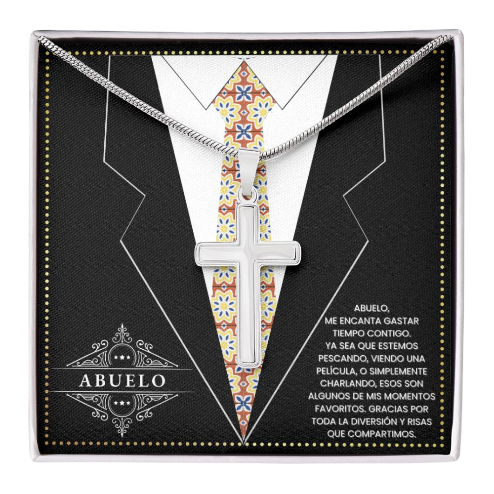 SpanishGrandPa15 JGF Jewelry Gifts for Family Regalo Para Abuelo Cross Necklace for From Grandkids Grandpa Spanish Gifts