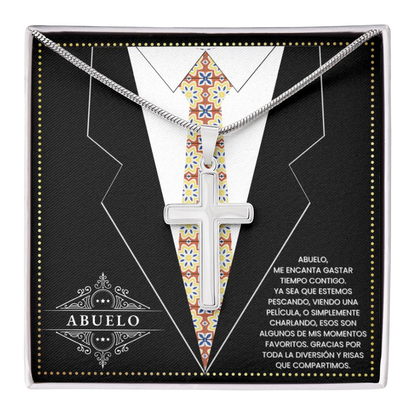 SpanishGrandPa15 JGF Jewelry Gifts for Family Regalo Para Abuelo Cross Necklace for From Grandkids Grandpa Spanish Gifts