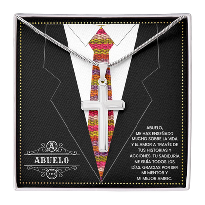 SpanishGrandPa27 JGF Jewelry Gifts for Family Regalo Para Abuelo Cross Necklace for Grandpa Birthday Card Gifts Spanish