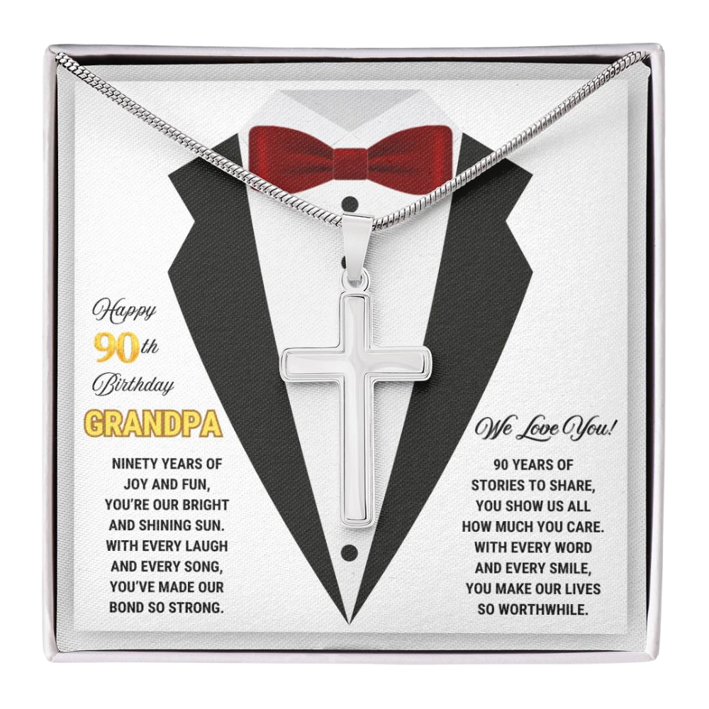 90th GrandPa White9 JGF Jewelry Gifts for Family ARTISAN CROSS TEMPLATE - artisancross-BB