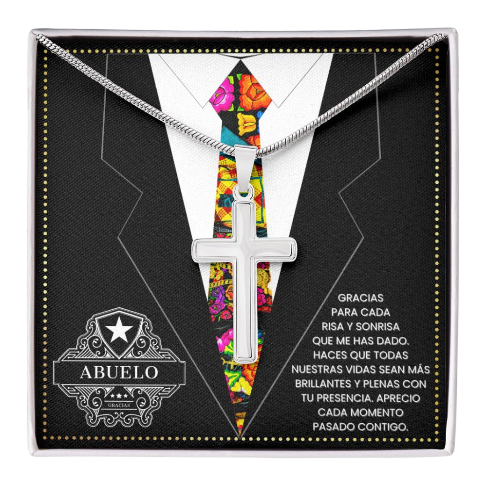SpanishGrandPa21 JGF Jewelry Gifts for Family Regalo Para Abuelo Cross Necklace for Grandpa Birthday Card Spanish