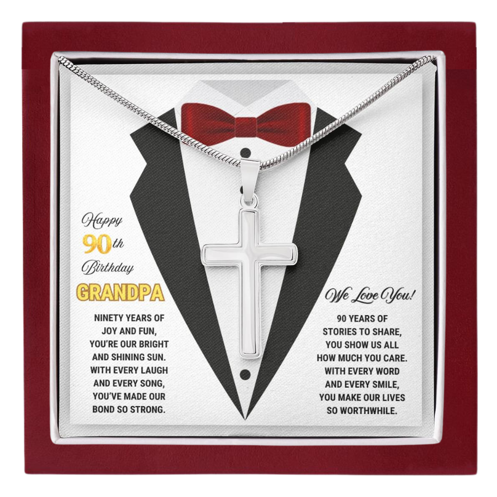 90th GrandPa White9 JGF Jewelry Gifts for Family ARTISAN CROSS TEMPLATE - artisancross-BB