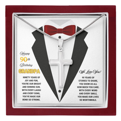90th GrandPa White9 JGF Jewelry Gifts for Family ARTISAN CROSS TEMPLATE - artisancross-BB