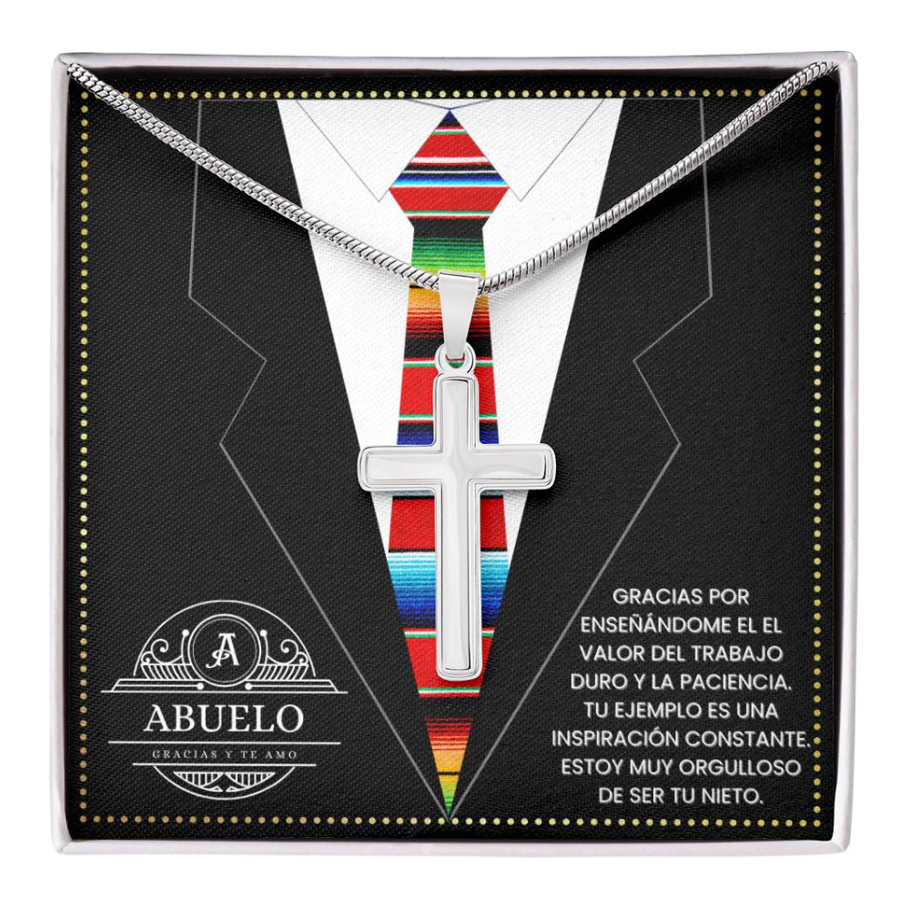 SpanishGrandPa22 JGF Jewelry Gifts for Family Regalo Para Abuelo Cross Necklace for Happy Birthday Grandpa Card Spanish