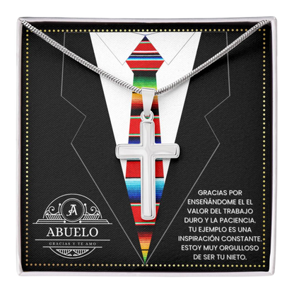 SpanishGrandPa22 JGF Jewelry Gifts for Family Regalo Para Abuelo Cross Necklace for Happy Birthday Grandpa Card Spanish