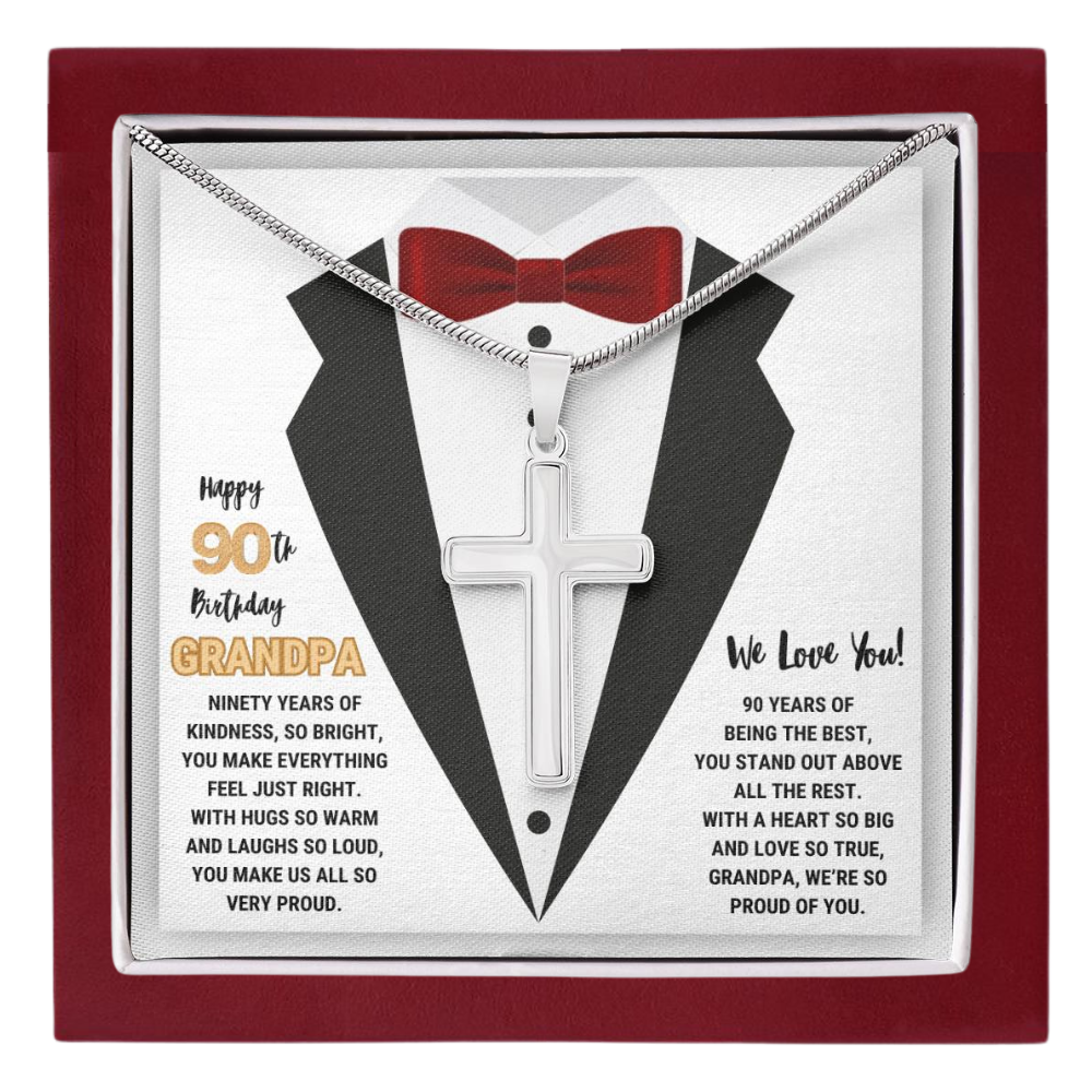 90th GrandPa White8 JGF Jewelry Gifts for Family ARTISAN CROSS TEMPLATE - artisancross-BB