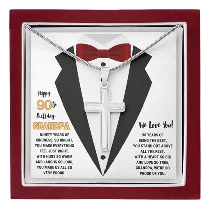 90th GrandPa White8 JGF Jewelry Gifts for Family ARTISAN CROSS TEMPLATE - artisancross-BB