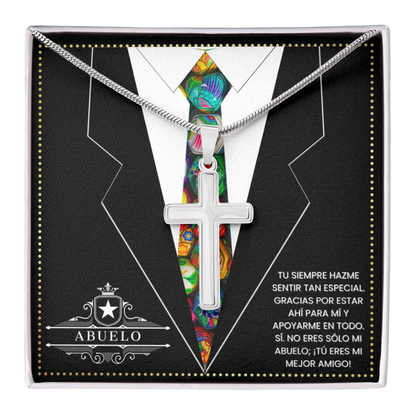 SpanishGrandPa17 JGF Jewelry Gifts for Family Regalo Para Abuelo Cross Necklace Birthday Card Grandpa Spanish