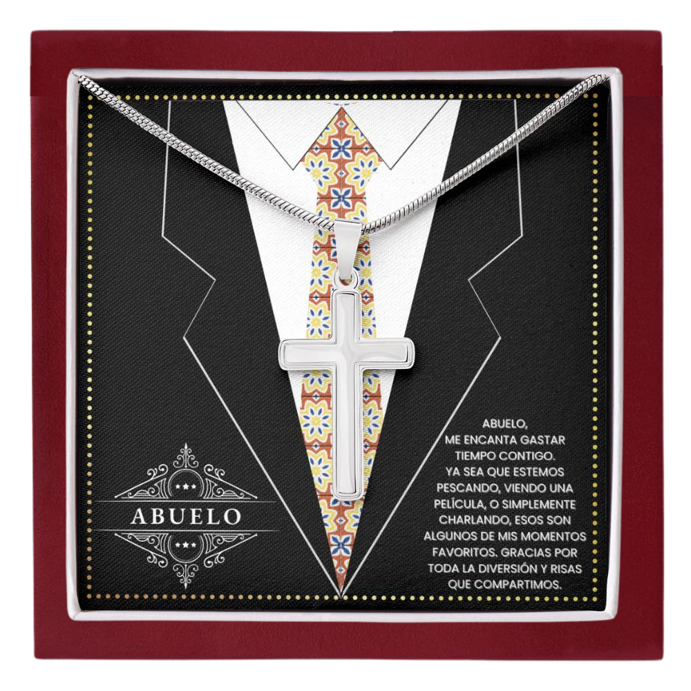 SpanishGrandPa15 JGF Jewelry Gifts for Family Regalo Para Abuelo Cross Necklace for From Grandkids Grandpa Spanish Gifts