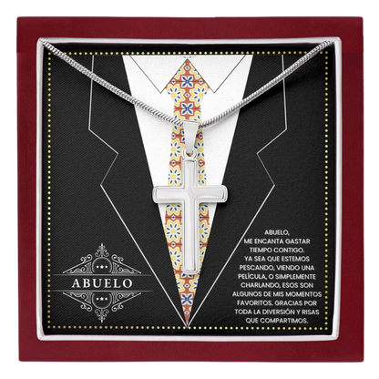 SpanishGrandPa15 JGF Jewelry Gifts for Family Regalo Para Abuelo Cross Necklace for From Grandkids Grandpa Spanish Gifts