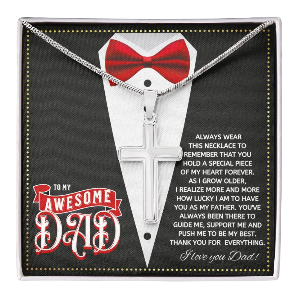 JGF Jewelry Gifts for Family Cross Necklace For Men Silver To My Amazing Awesome Dad