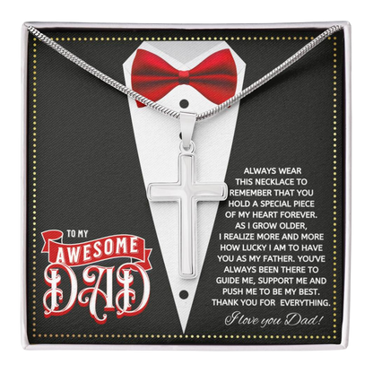 JGF Jewelry Gifts for Family Cross Necklace For Men Silver To My Amazing Awesome Dad