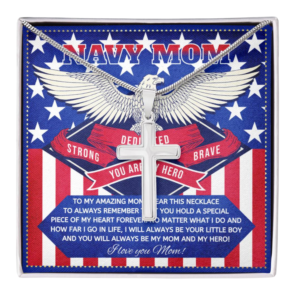 JGF Jewelry Gifts for Family US Navy Mom Gifts From Son and Daughter Cross Necklace For Boys