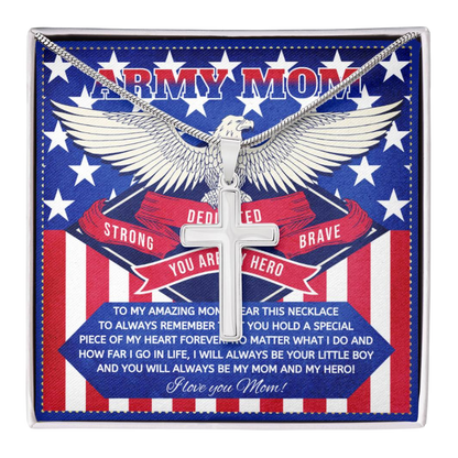 JGF Jewelry Gifts for Family US Army Mom Cross Necklace Gifts for Women from Son and Daughter