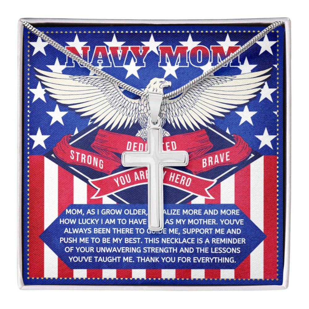 JGF Jewelry Gifts for Family US Navy Gifts for Women in Military Cross Necklace from Son and Daughter