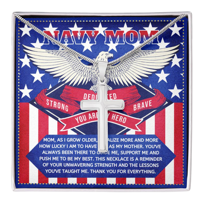 JGF Jewelry Gifts for Family US Navy Gifts for Women in Military Cross Necklace from Son and Daughter