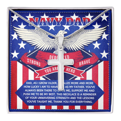 JGF Jewelry Gifts for Family Cross Necklace US Marine Navy Gifts for Dad Men in Military