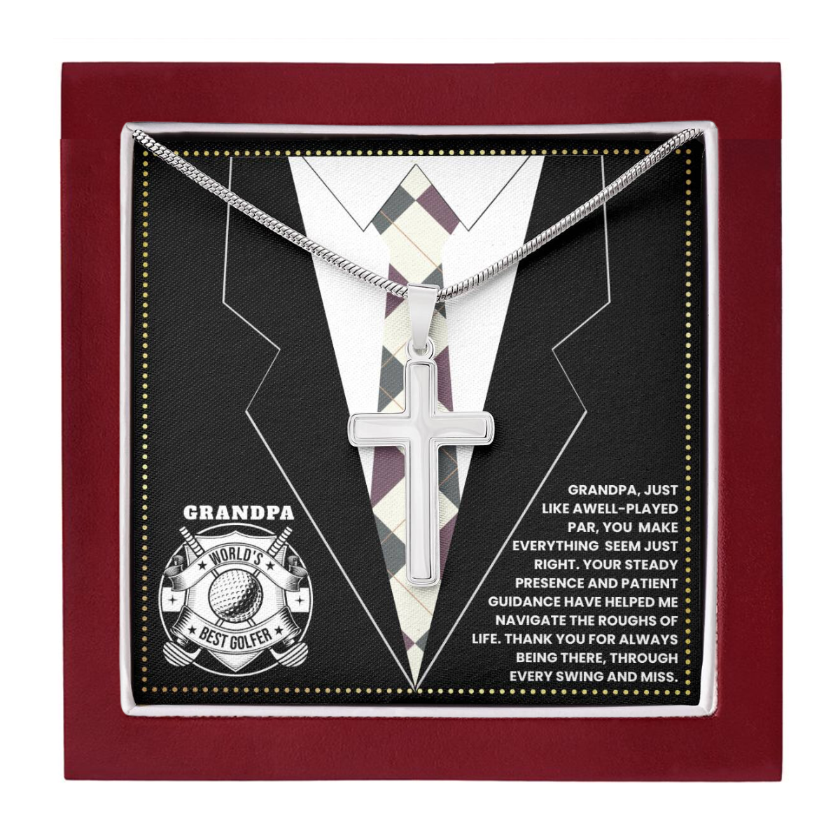 JGF Jewelry Gifts for Family Cross Necklace First Time Grandpa Gifts Golf