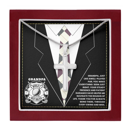 JGF Jewelry Gifts for Family Cross Necklace First Time Grandpa Gifts Golf
