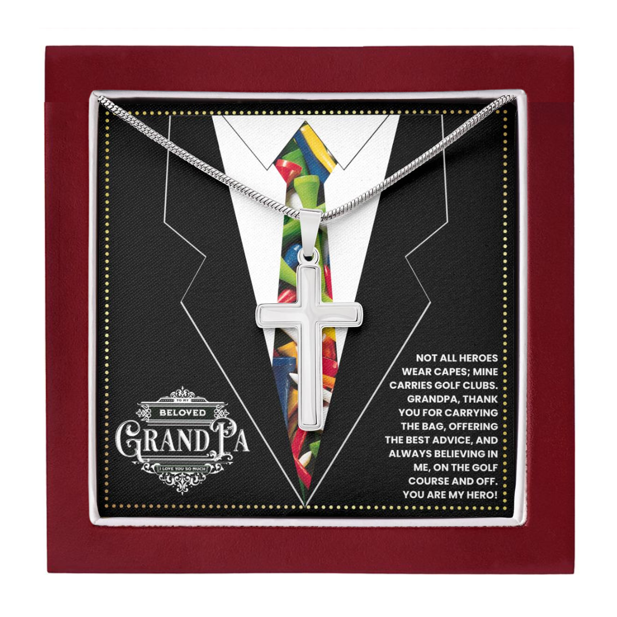 JGF Jewelry Gifts for Family Cross Necklace For Grandpa Gifts Golf For Men