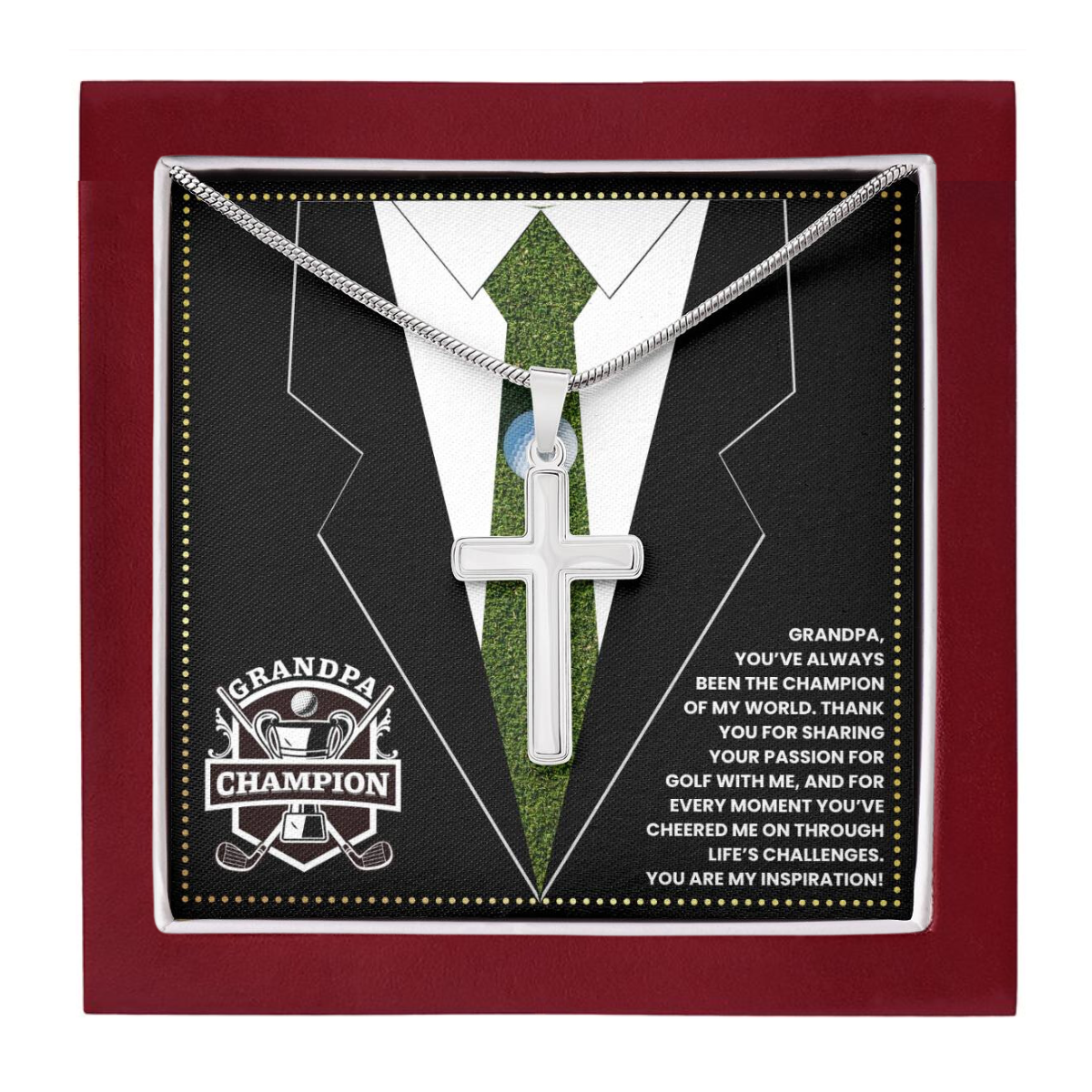 JGF Jewelry Gifts for Family Cross Necklace For Grandpa Birthday Gifts Golf Theme