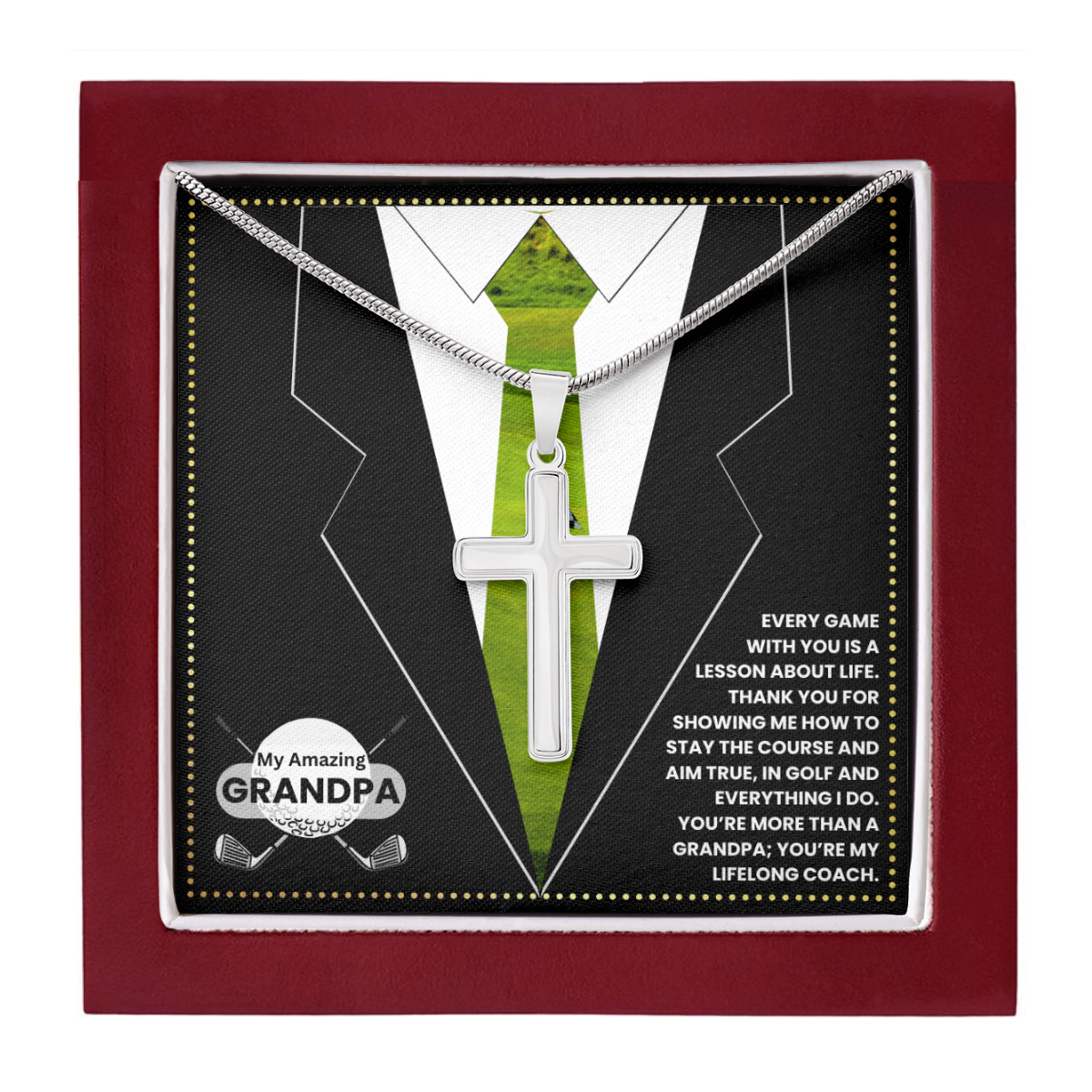 JGF Jewelry Gifts for Family New Grandpa Birthday Card Gifts Golf Theme Golfer