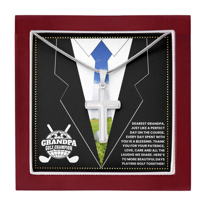 JGF Jewelry Gifts for Family Cross Necklace For Grandpa Golf Birthday Gifts