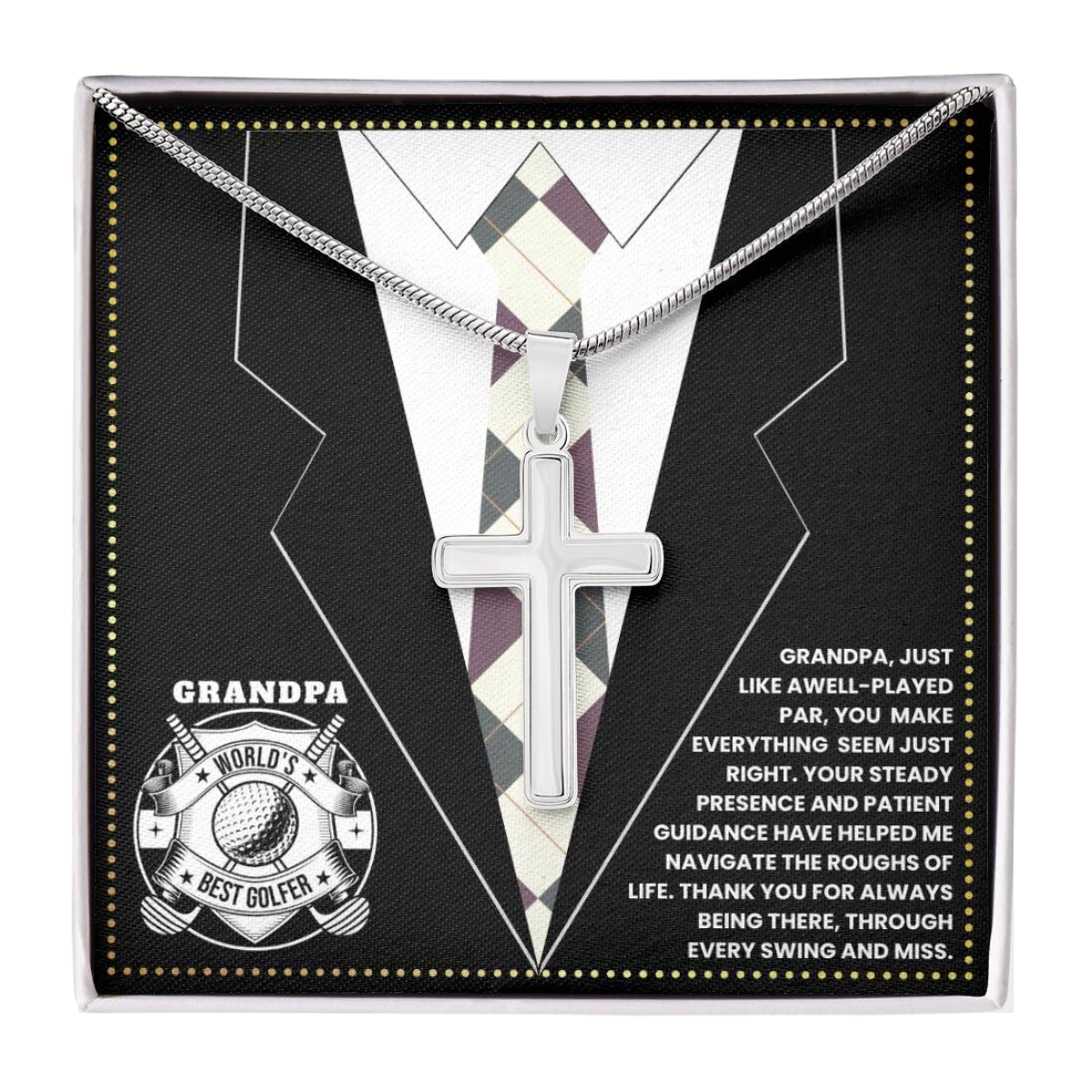 JGF Jewelry Gifts for Family Cross Necklace First Time Grandpa Gifts Golf