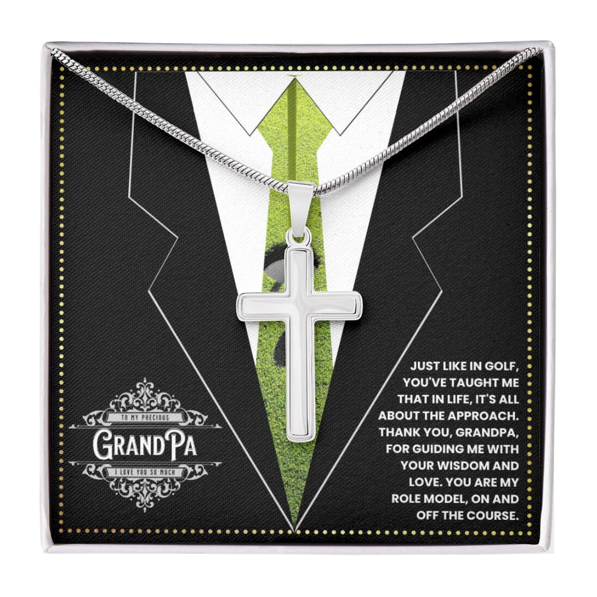 JGF Jewelry Gifts for Family Cross Necklace For Grandparents Grandpa Birthday Gifts Golf Theme