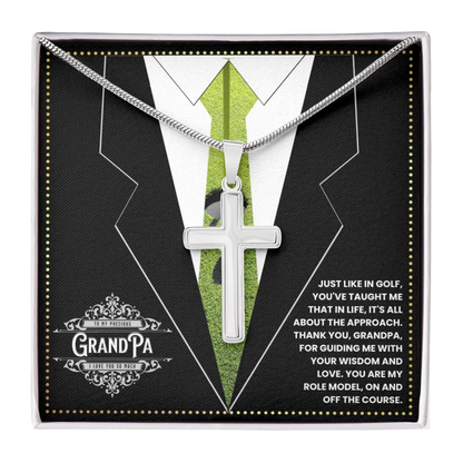 JGF Jewelry Gifts for Family Cross Necklace For Grandparents Grandpa Birthday Gifts Golf Theme