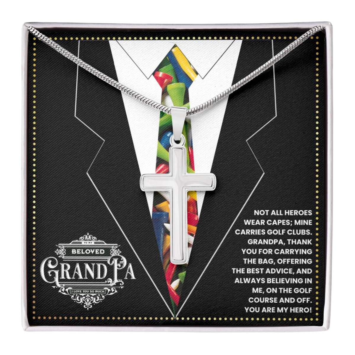 JGF Jewelry Gifts for Family Cross Necklace For Grandpa Gifts Golf For Men