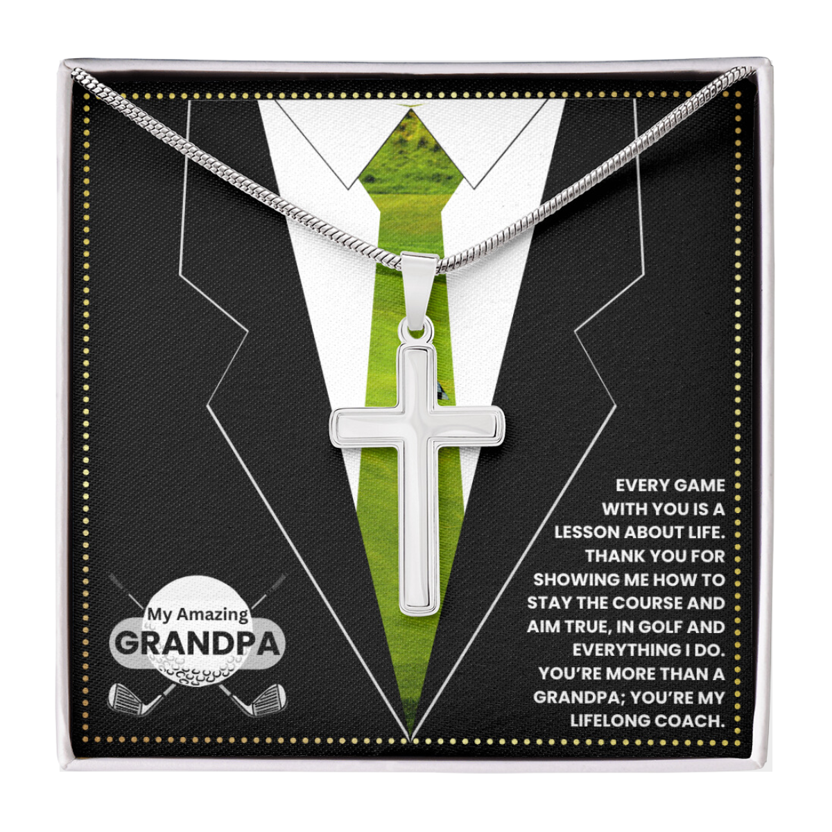 JGF Jewelry Gifts for Family New Grandpa Birthday Card Gifts Golf Theme Golfer
