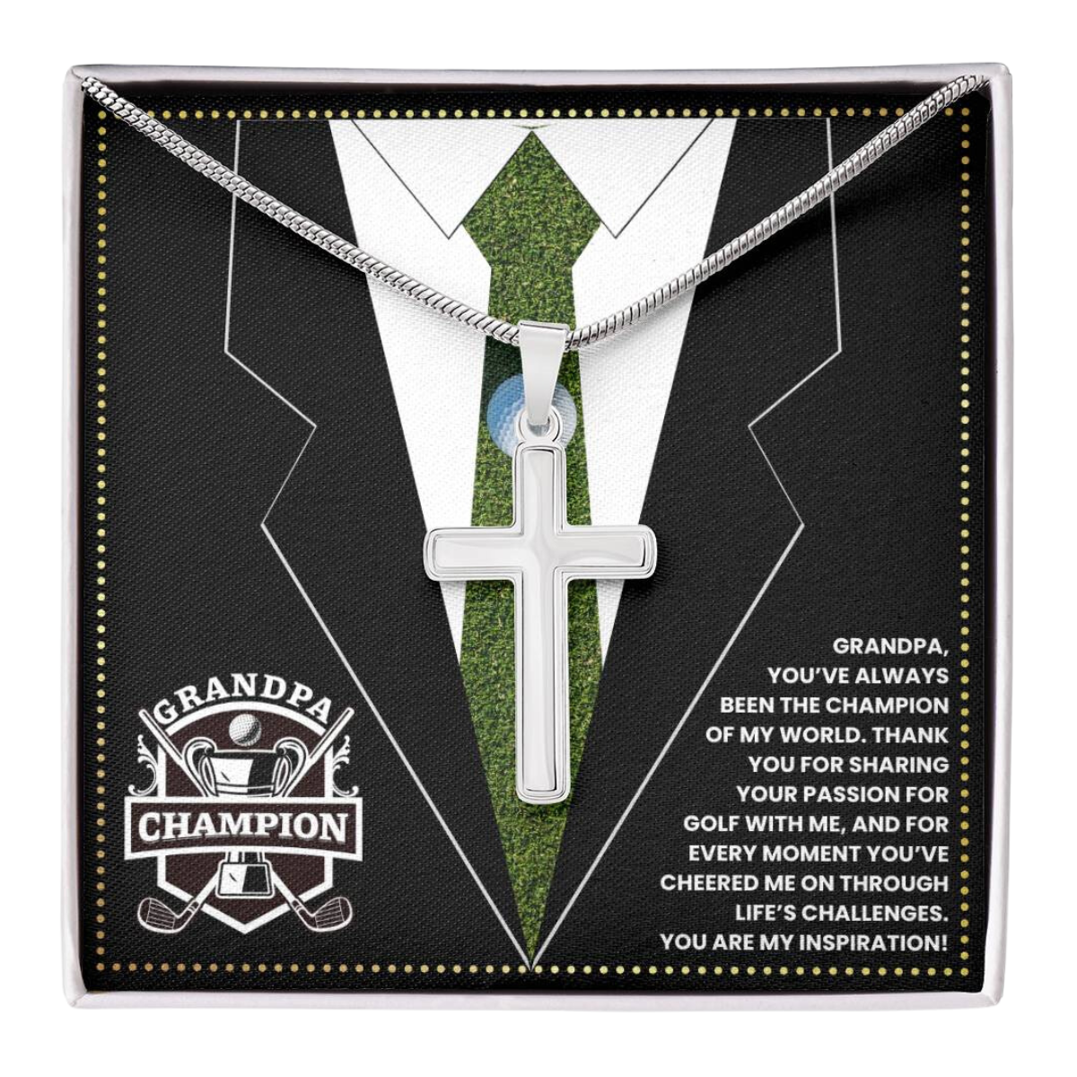 JGF Jewelry Gifts for Family Cross Necklace For Grandpa Birthday Gifts Golf Theme